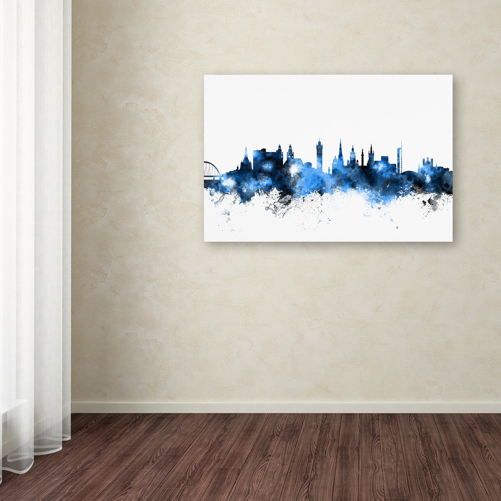 Michael Tompsett 'Glasgow Scotland Skyline White' Canvas Art, 30x47