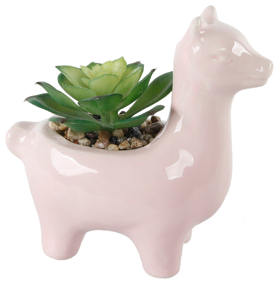 Pink Ceramic Llama Succ
