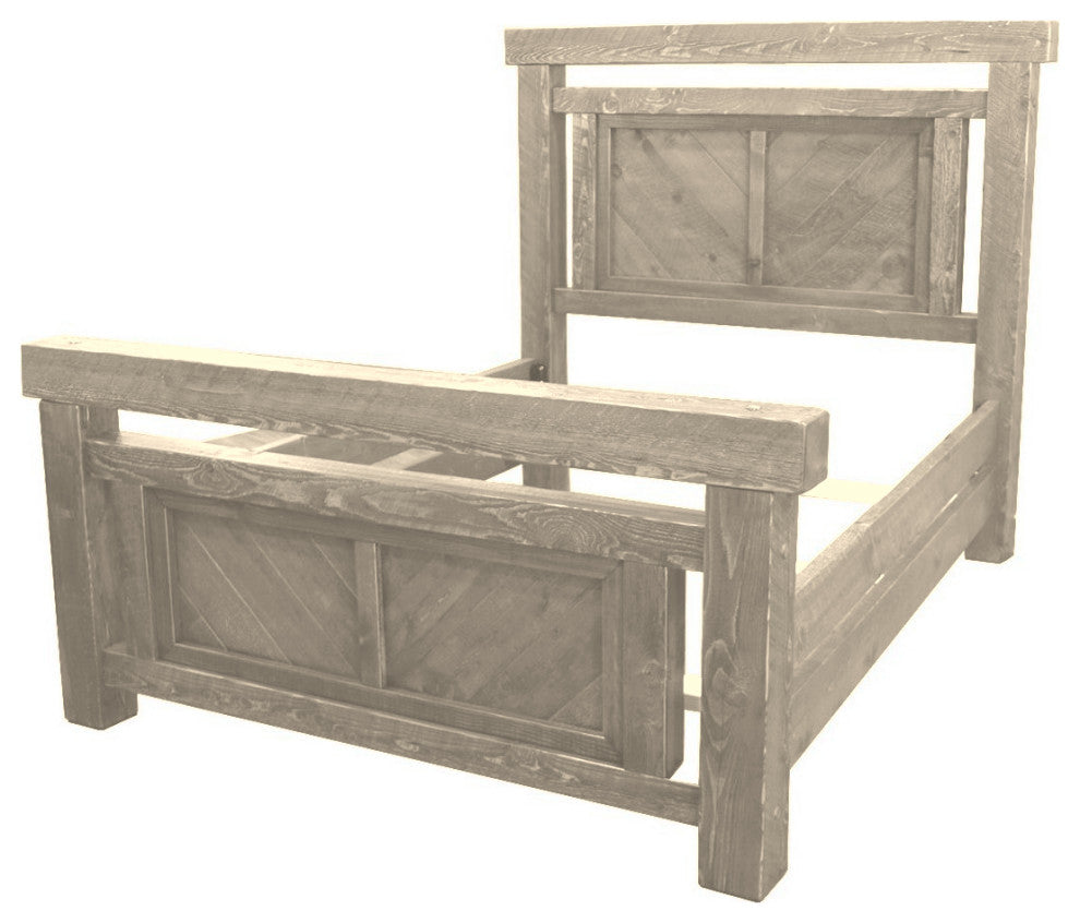 Barnwood Style Timber Peg Panel Bed, Frost, King