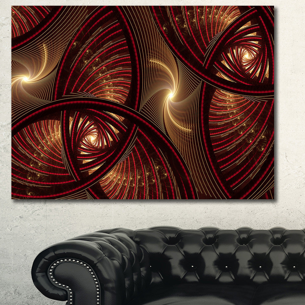 Brown Symmetrical Fractal Pattern, Floral Canvas Art Print, 40"x30"