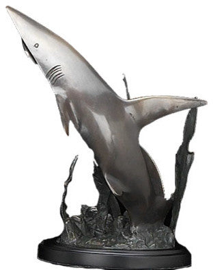 Brass Patina Shark Attack Sculpture