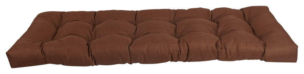 55"X19" Tufted Solid Outdoor Spun Polyester Loveseat Cushion, Cocoa