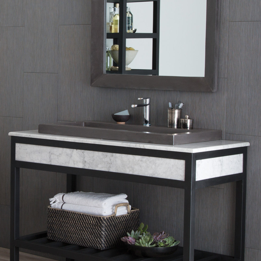 Trough 3619 Bathroom Sink, Slate, No Faucet Holes