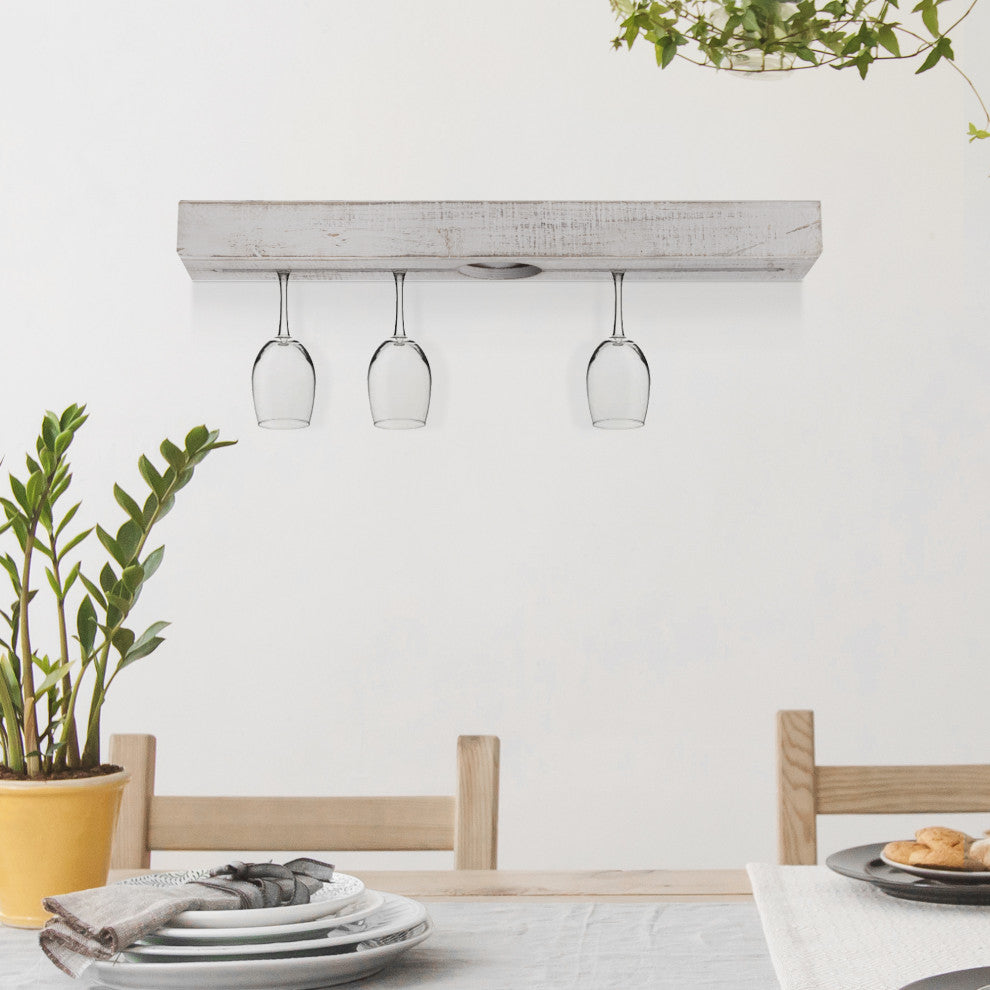 American Art Decor Wooden Wall-Mounted Floating Wine Glass Shelf
