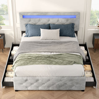 Gewnee Queen Size Upholstered Platform Storage Bed Frame