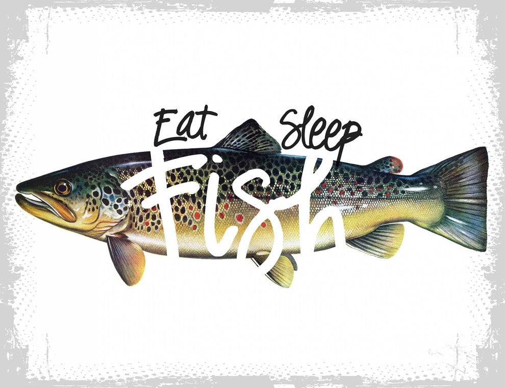 "Eat Sleep Fish" Painting Print on Canvas by Saturday Evening Post