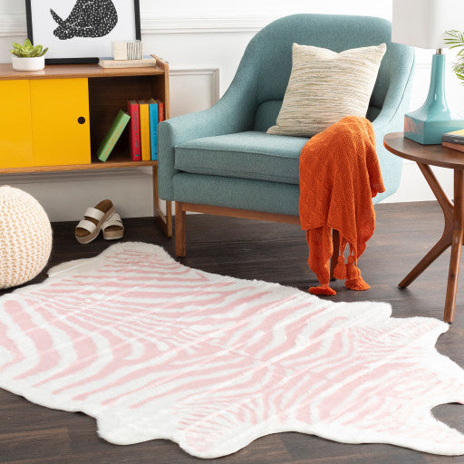 Surya Rusak RUA-1006 5'x6'6" Rug, Rose/White