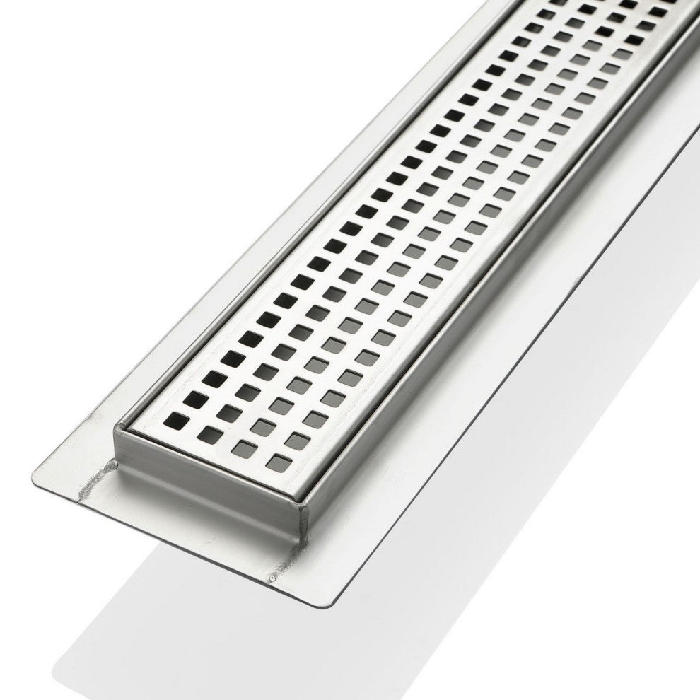 Kube Linear Drain With Pixel Grate, 48''