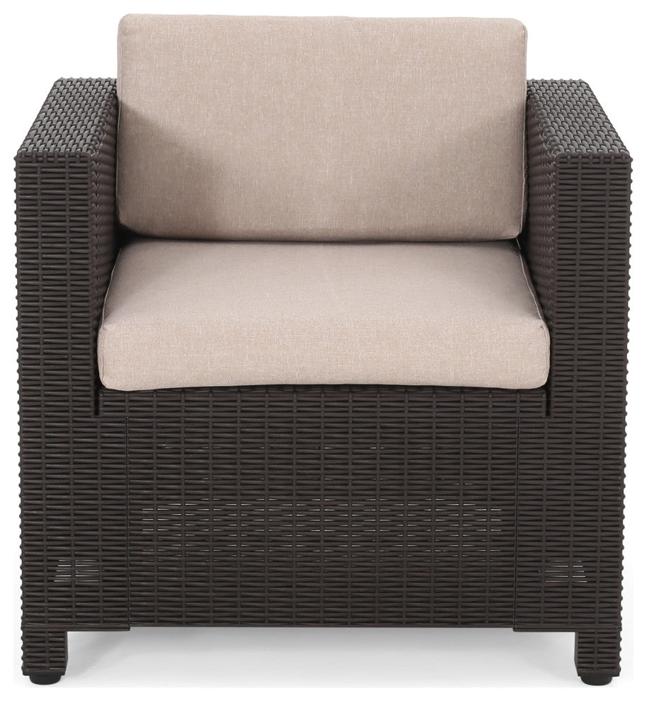 Ethan Outdoor Faux Wicker Club Chairs with Cushions