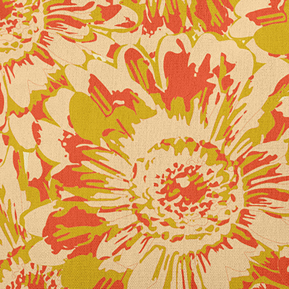 Big Flowers Decorative Throw Pillow, Mustard, 16"x16"