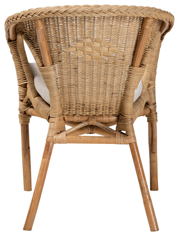 Abbey Modern Bohemian Natural Brown Antique Rattan Dining Chair