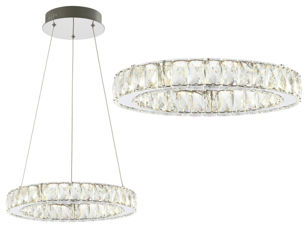 Reese 15.7" Adjustable Integrated LED Chandelier Pendant, Chrome