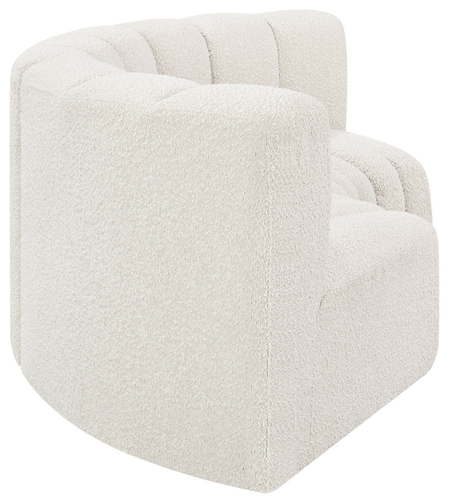 Arc Boucle Fabric Upholstered 3-Pc. Inward Curved Modular Sectional, Cream