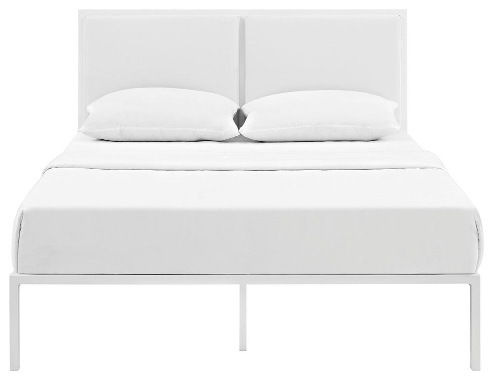 Modway Della King Vinyl Bed, White White