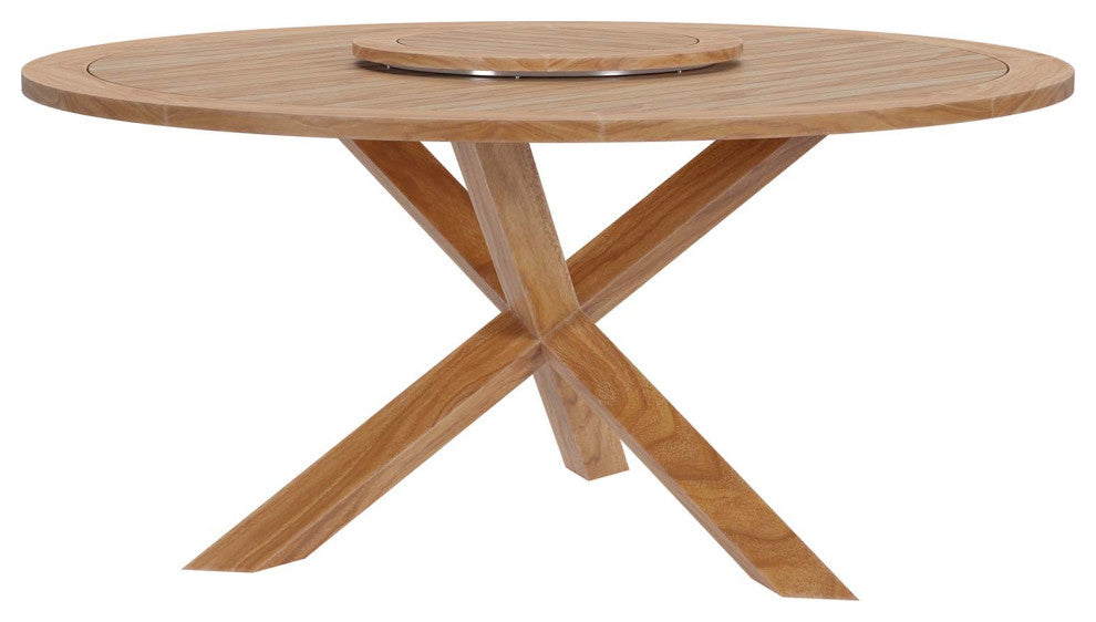 Wellspring 63" Outdoor Patio Teak Wood Dining Table, Natural