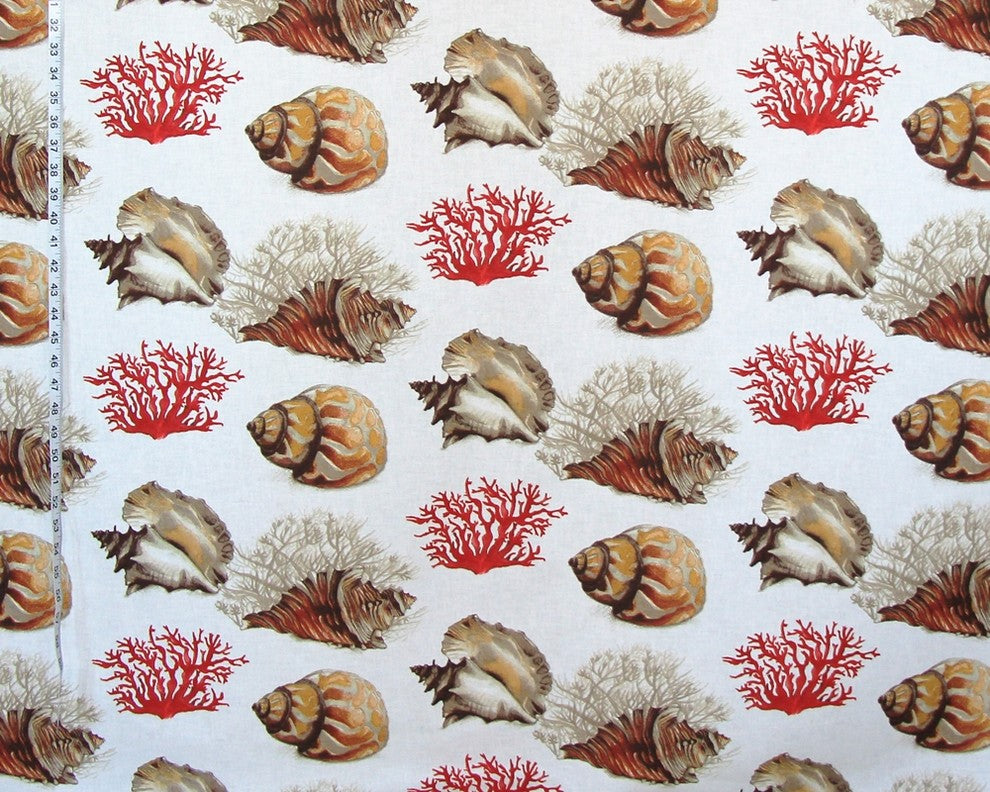 Tropical Red Coral Fabric Conch Seashell, Standard Cut