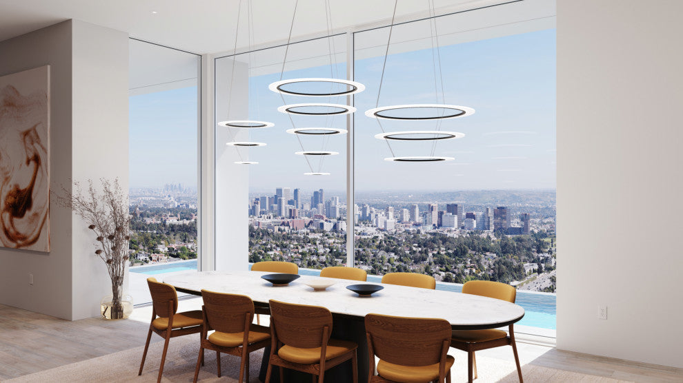 Sonneman 2075 Arctic Rings 3 Light 31"W LED Ring Chandelier - Satin Black