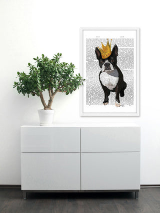 "Boston Terrier Crown" Framed Painting Print, 20"x30"