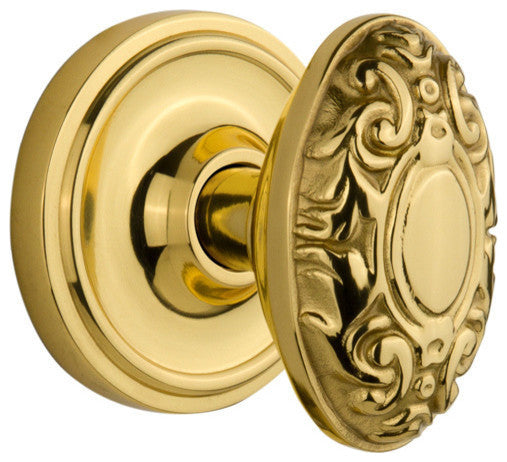 Single Classic Rosette With Victorian Knob, Polished Brass