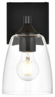 1 Light Black And Clear Bath Sconce