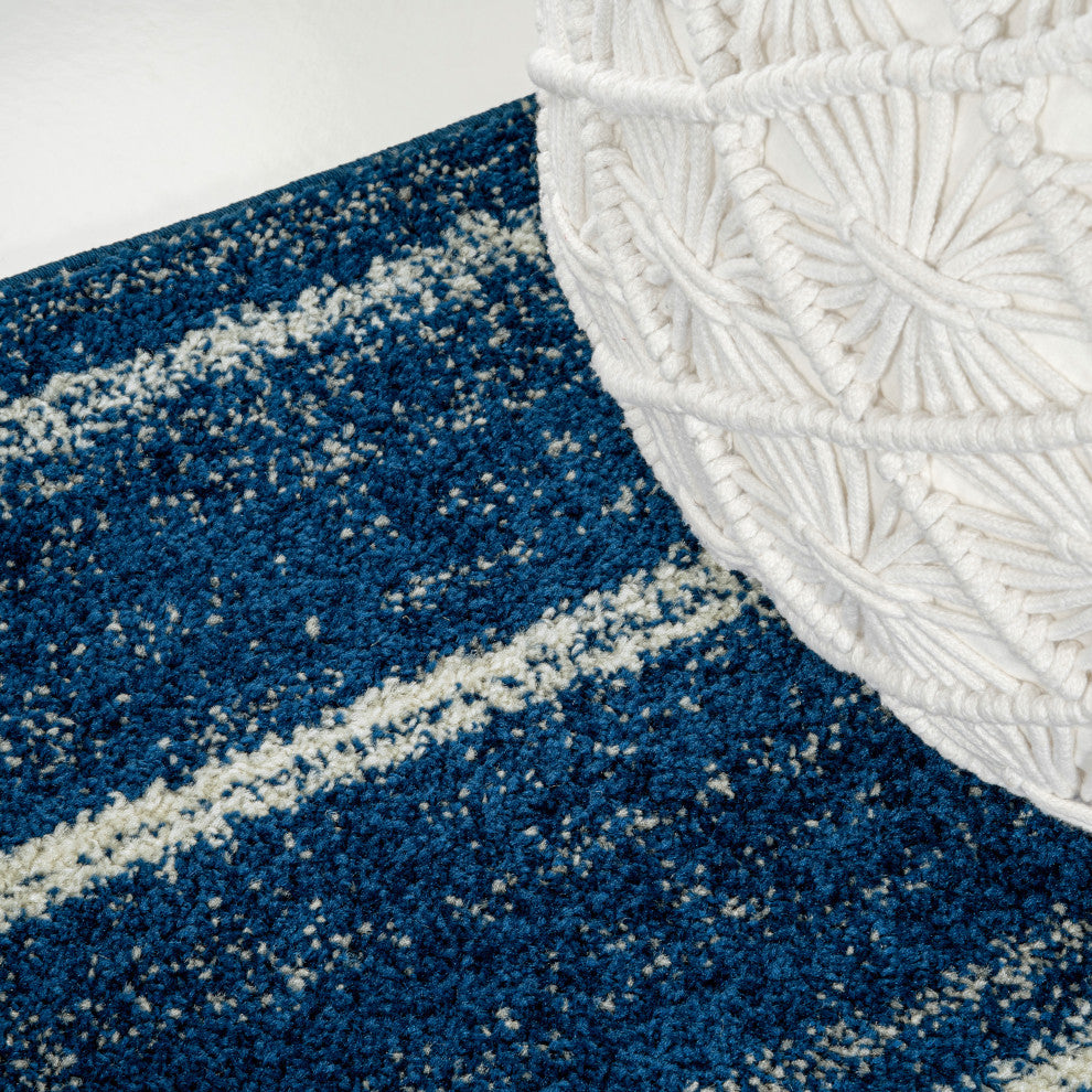 Williamsburg Minimalist Stripe Rug, Navy/Cream, 4 Ft. X 6 Ft.