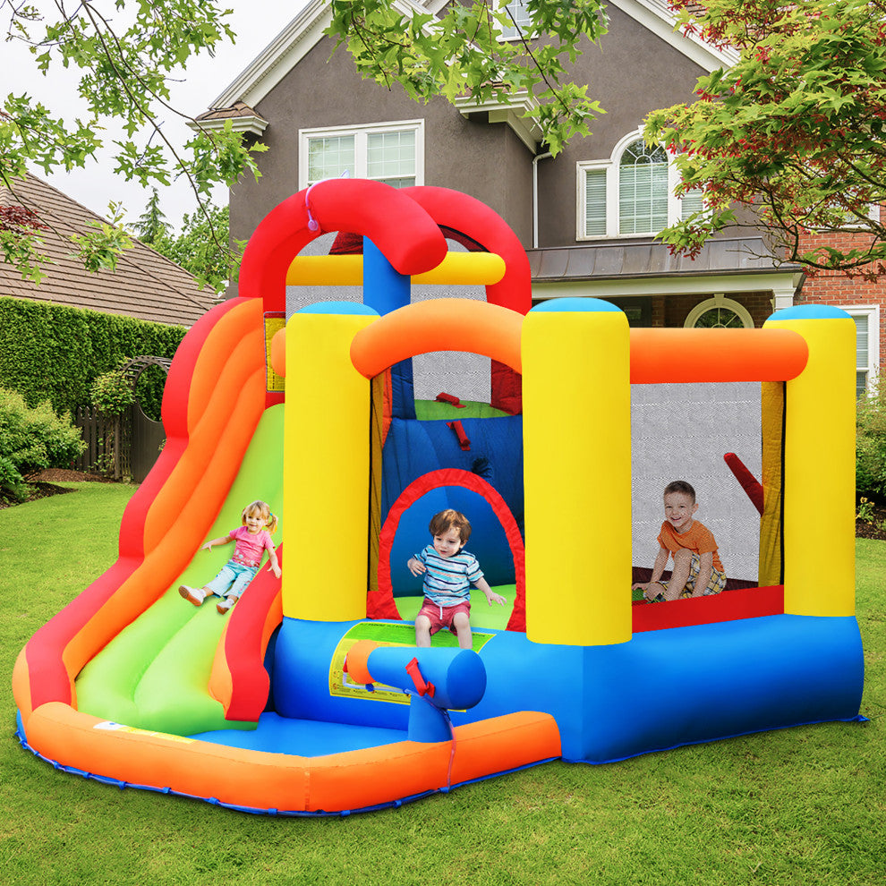 Costway Inflatable Bounce House Water Slide W/ Climbing Wall