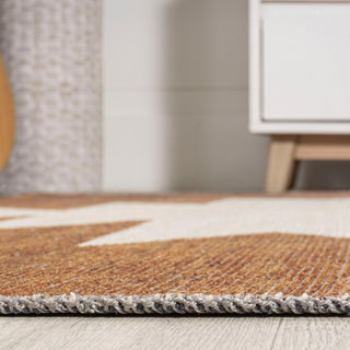 Chayton Minimalist Geometric Machine-Washable Area Rug, Rust/Cream, 3x5