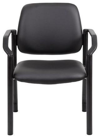 Boss Office Big and Tall Faux Leather Guest Chair in Black