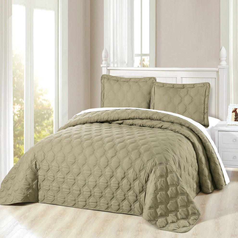 Bradly Down Alternative Quilted Bed Spread Set, Antique Bronze, Twin