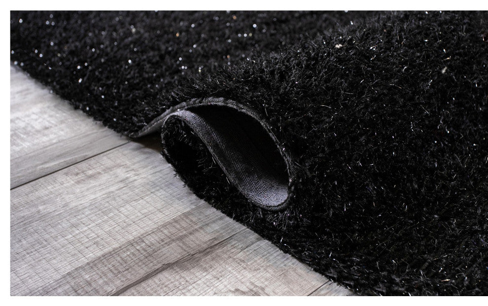 5" x 7" Black and Silver Sparkly Area Rug