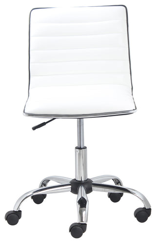 Filipe Low-Back Armless Office Chair, White and Chrome