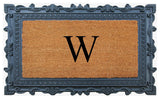 Carson Black/Beige Rubber And Coir 24"x36", Monogrammed Doormat, W