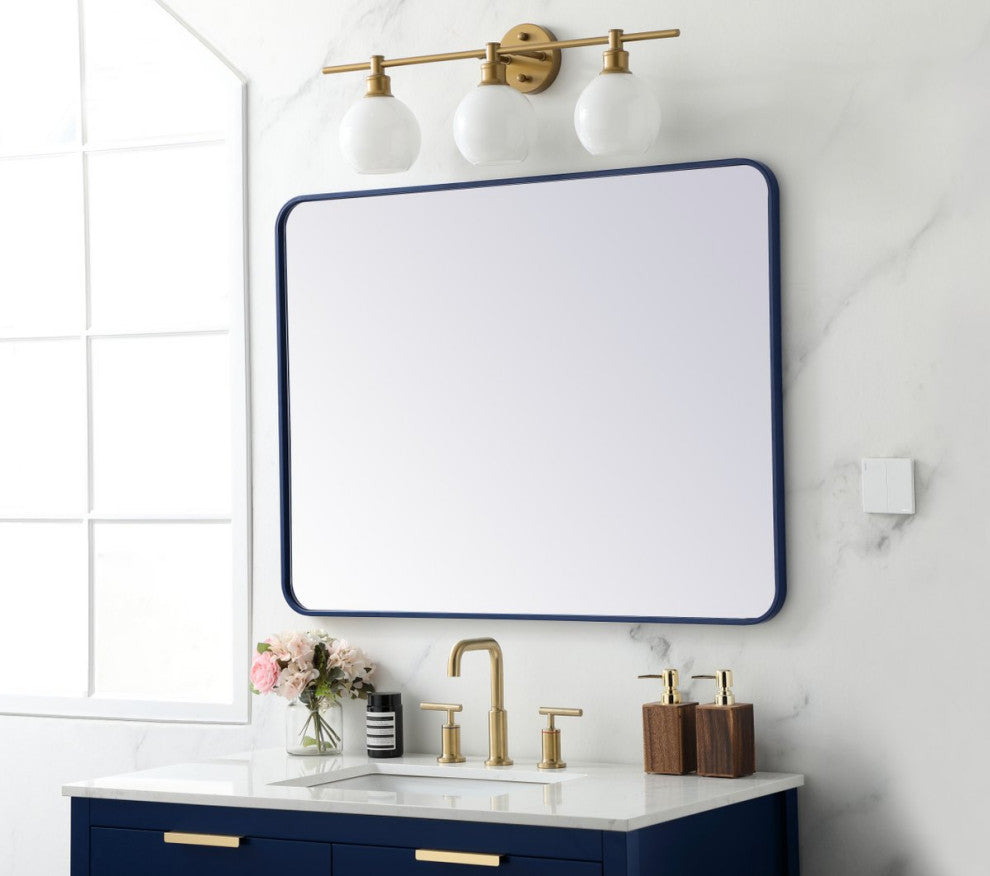 Elegant MR803040BL Soft Corner Metal Rectangular Mirror 30X40", Blue