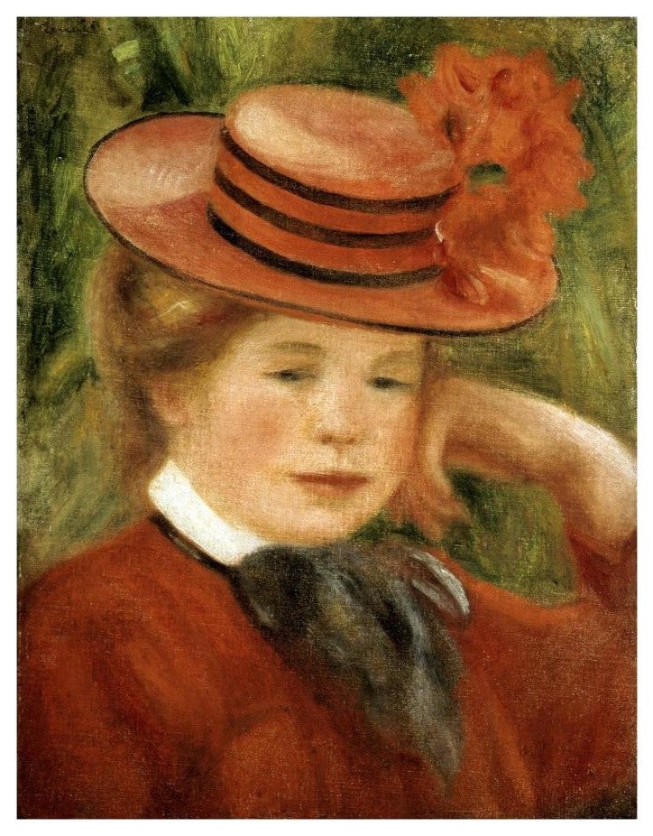 "Girl with a Red Hat" Digital Paper Print by Pierre-Auguste Renoir, 14"x18"