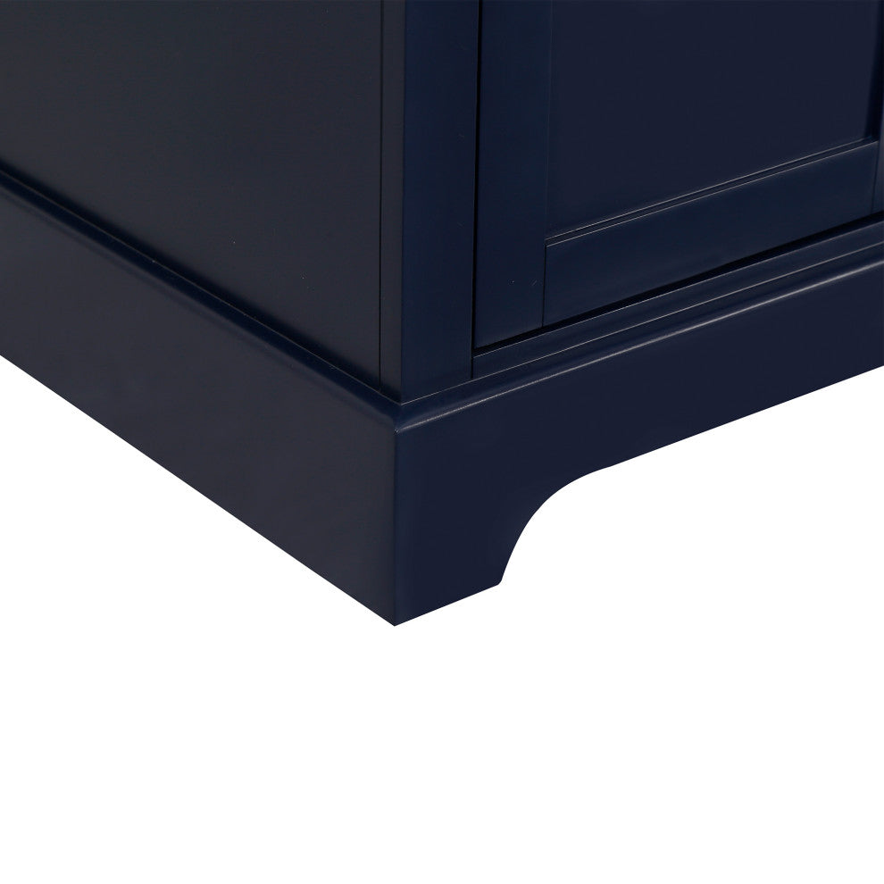 60/72" Plywood Freestanding Bath Vanity Set, Drawer and Ceramic Sink, Navy Blue, 72 Inch