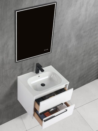 Brest Floating Bath Vanity with Sink, Wall Mounted Vanity and Sink, Glossy White, 24''