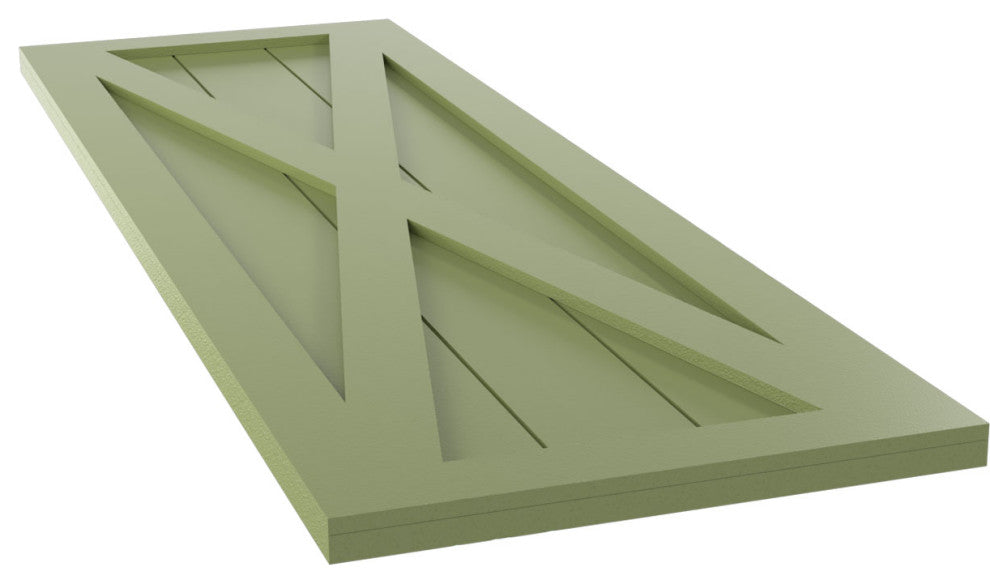 15"W True Fit PVC Single X-Board Farmhouse, Moss Green, 63"H