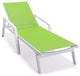 LeisureMod Marlin Chaise Lounge Set With Arms and Fire Pit Table, Green