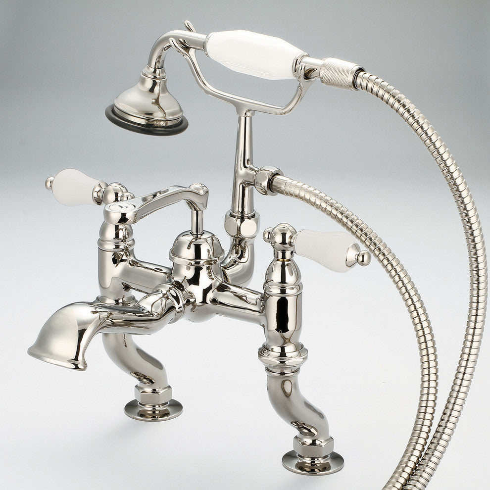 Vintage Classic Deck Mount Tub Faucet With Handshower, Polished Nickel Pvd Finis