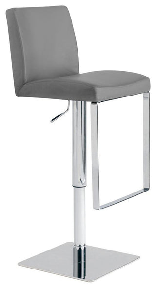 Matteo Adjustable Bar Stool, Top Grain Leather, Gray