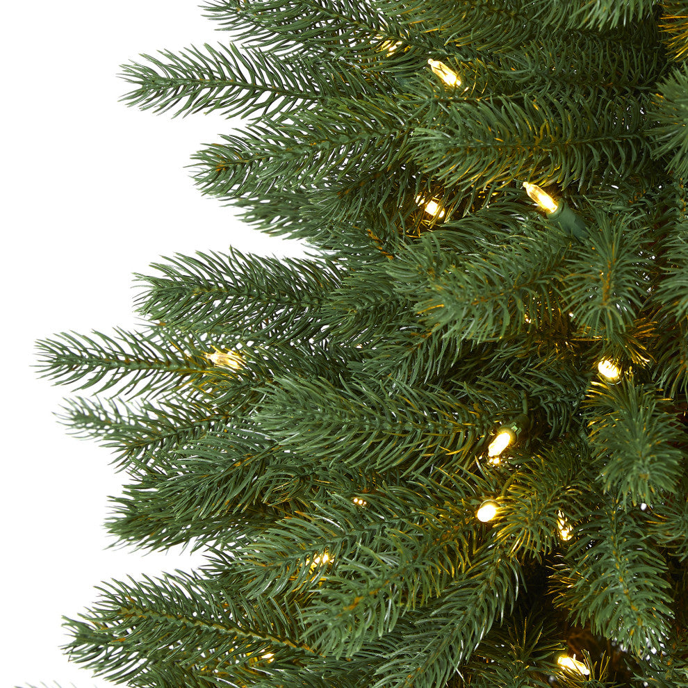 5' Napa Valley Pine Faux Xmas Tree W/Lights, Bendable Branches, Wood Stand