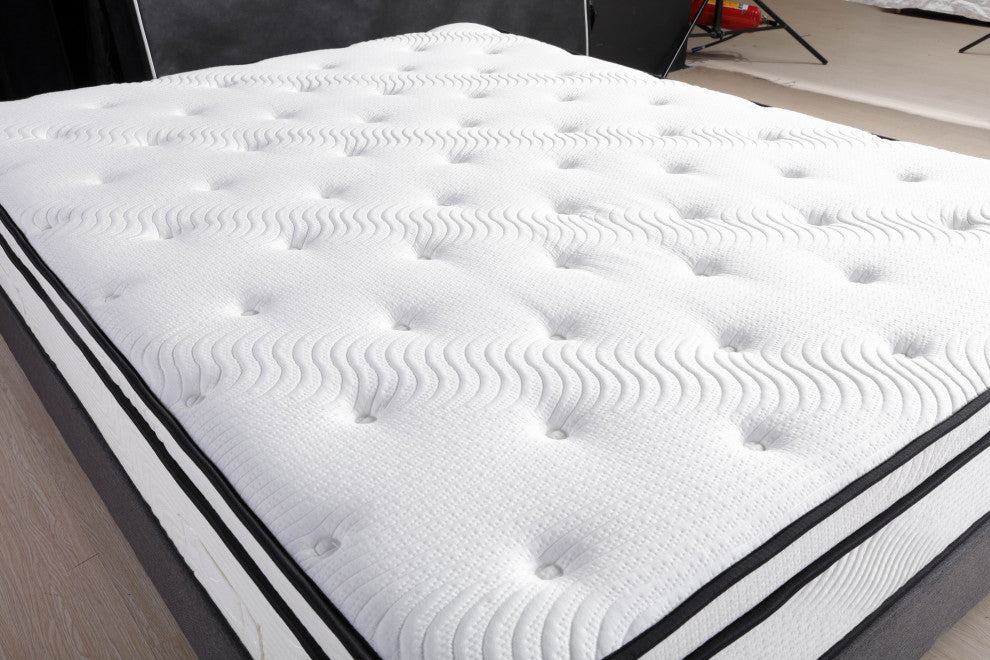 12"? Medium Euro Top Gel Memory Foam Hybrid Pocket Spring Mattress, King