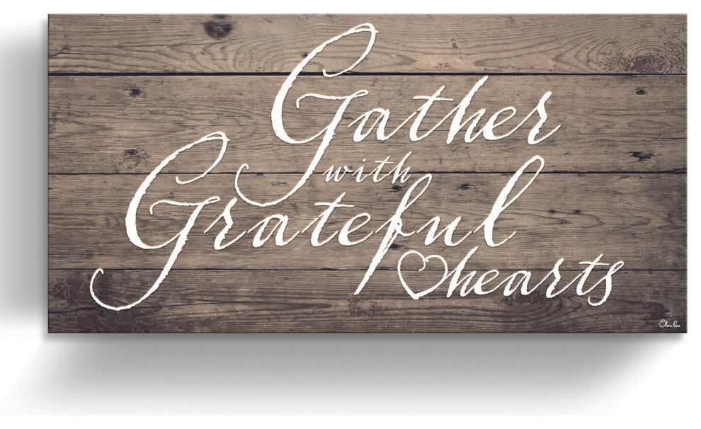 Grateful Hearts Wrapped Canvas Harvest Wall Art, 30"x60"
