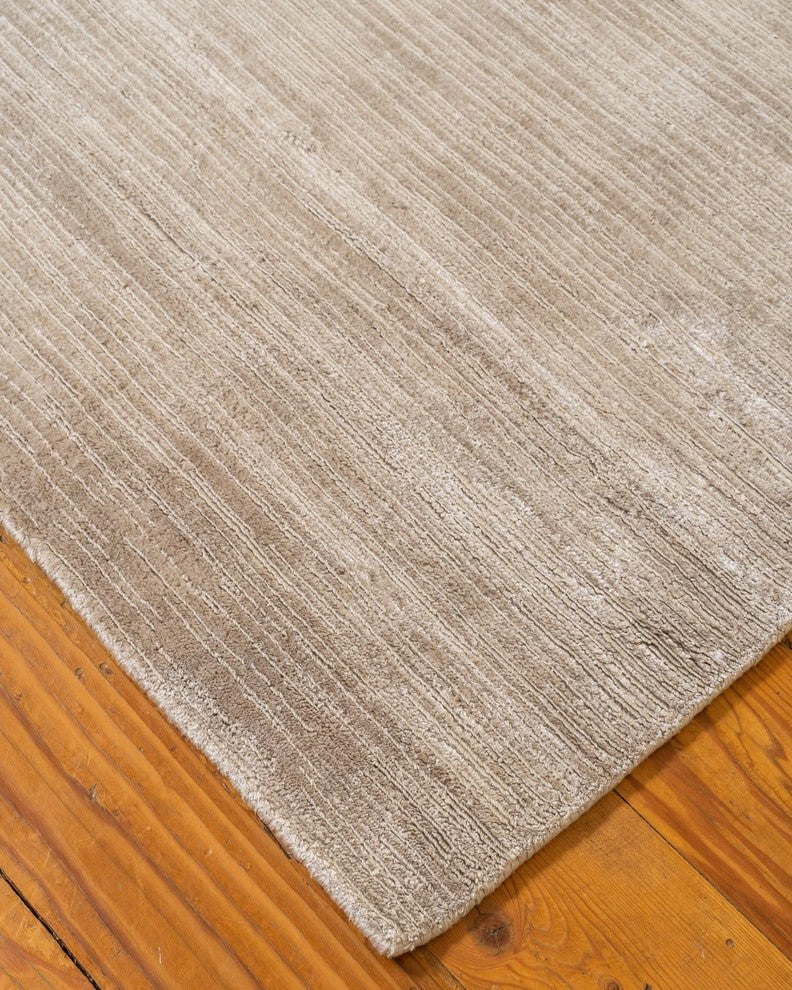 Manning Hand-Loomed Viscose Contemporary Area Rug Carpet, Light Grey, 9' X 12'
