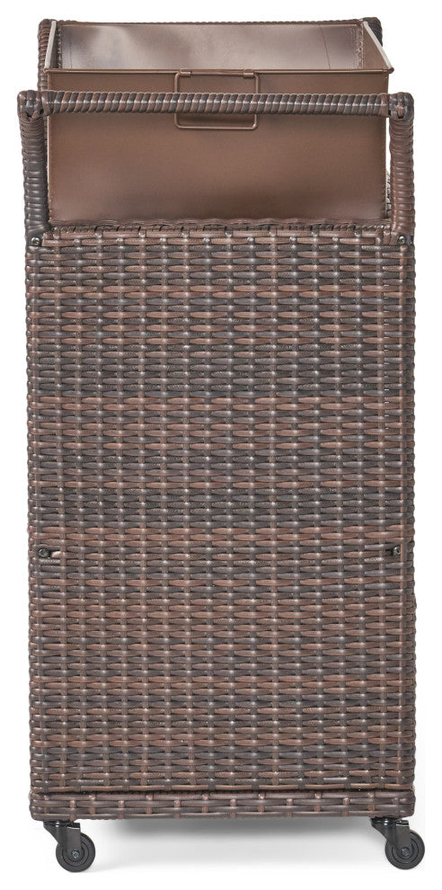 GDF Studio Tofino Multi-Brown Wicker Indoor Bar Cart