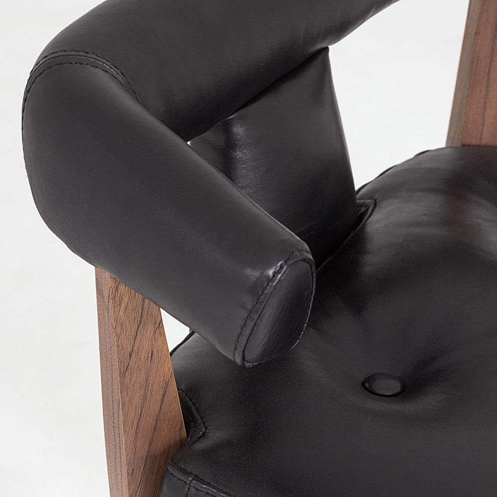 Moderno Counter Stool, Black Marble Leather