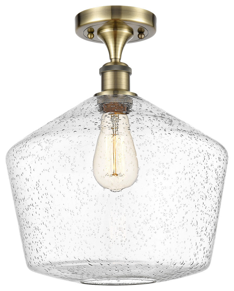 Innovations 516-1C-AB-G654-12-LED 1-Light Semi-Flush Mount, Antique Brass