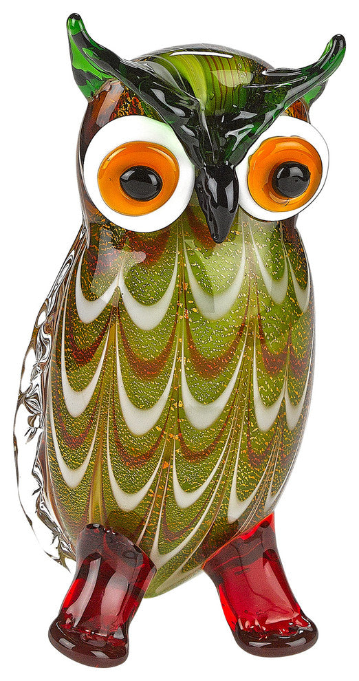 Badash J512 Murano Style Art Glass Wise Owl H 8"