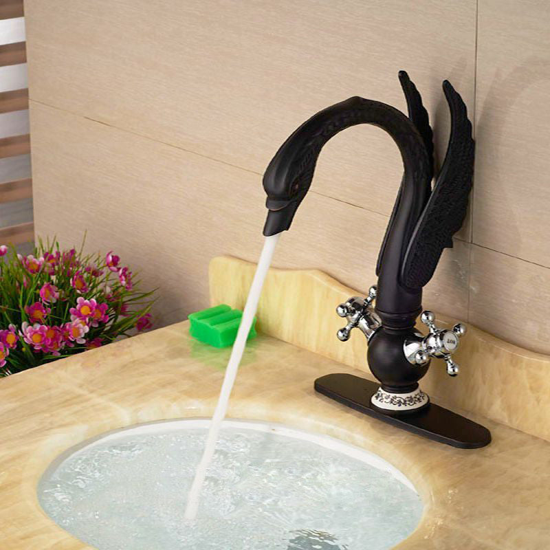 Nivelles Swan Oil Rubbed Bronze Dual Handle Bathroom Faucet