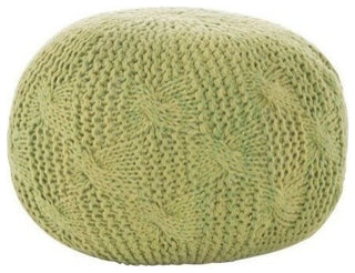 GDF Studio Ash Outdoor Handcrafted Modern Fabric Weave Pouf, Lime